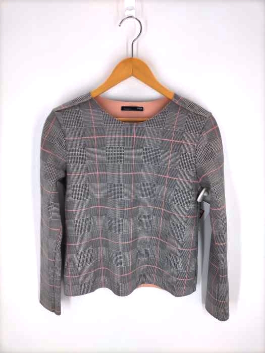 ZARA(ザラ) チェックダンボールニットカットソー レディース JPN：S