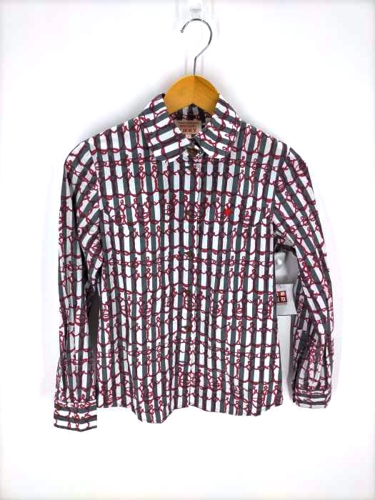 Vivienne Westwood RED LABEL(ヴィヴィアンウエストウッドレッドレーベル) ロゴ刺繍チェーンプリントストライプシャツ レディース JPN：3