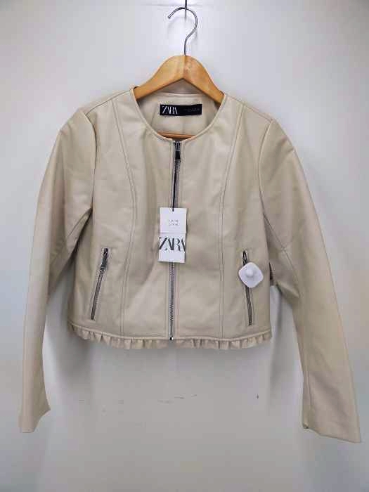 ZARA(ザラ) ノーカラーライダースジャケット レディース JPN：L