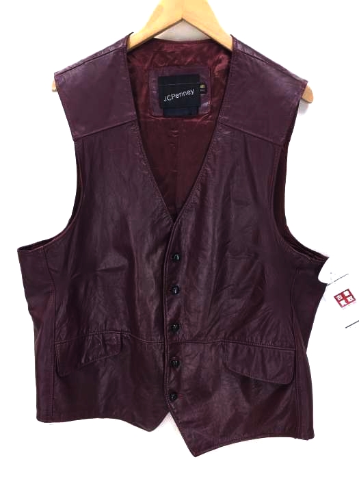 JCPENNEY 70s レザーベストジャケット メンズ JPN：46