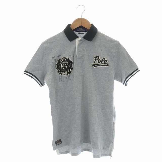 POLO RALPH LAUREN(ポロラルフローレン) ポロ ラルフローレン POLO RALPH LAUREN ポロシャツ 半袖 ワッペン プルオーバー S グレー 黒 ブラック /CM メンズ メンズ  S