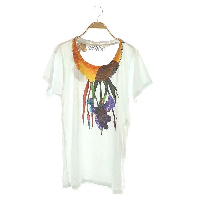 テラ TELA Tシャツ カットソー 半袖 プリント S 白 マルチカラー ホワイト /ES レディース レディース S