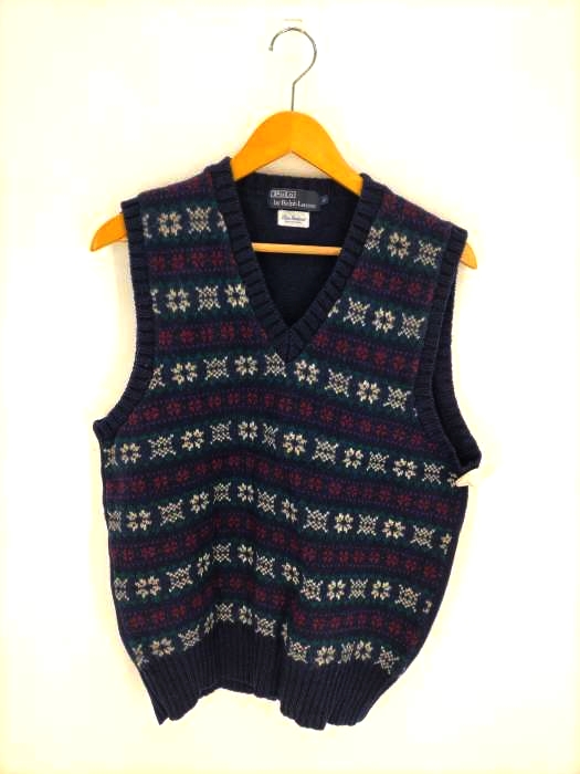 Polo by RALPH LAUREN(ポロバイラルフローレン) 90S PURE SHETLANDフェアアイル柄ニットベスト メンズ L