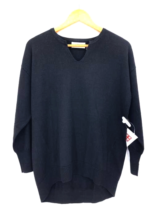 AZUL by moussy(アズールバイマウジー) キーネックドロップショルダーラウンドヘムニット レディース  S