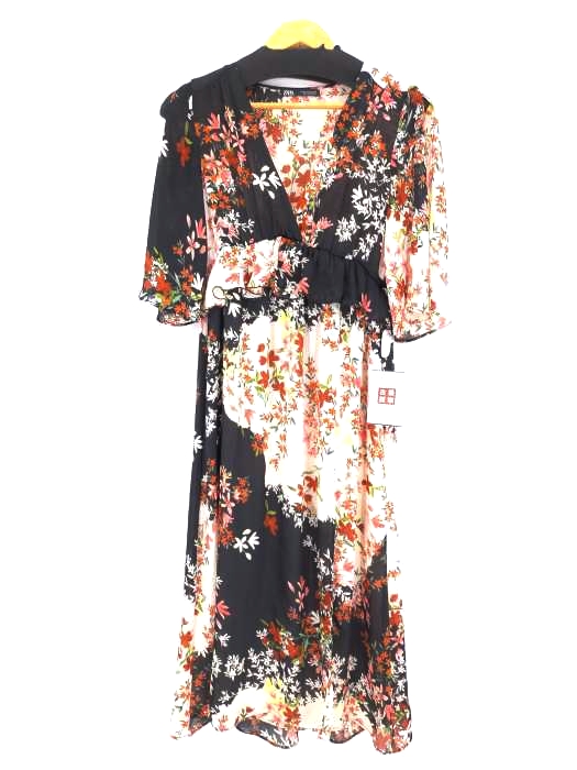 ZARA(ザラ) 花柄 シースルー スリット ワンピース レディース import：XS