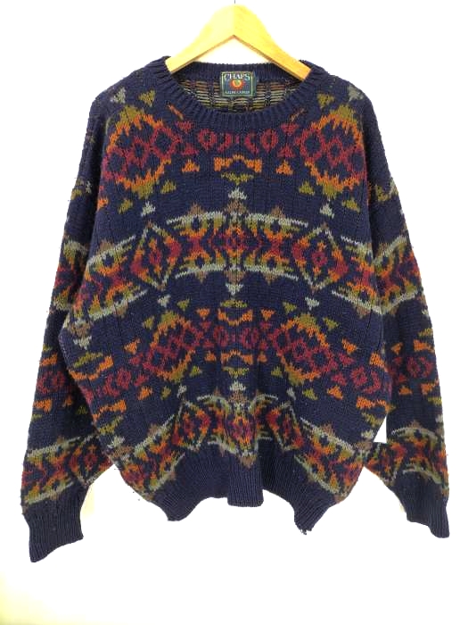 CHAPS RALPH LAUREN(チャップスラルフローレン) 総柄 アクリル混 ウールニット メンズ import：L