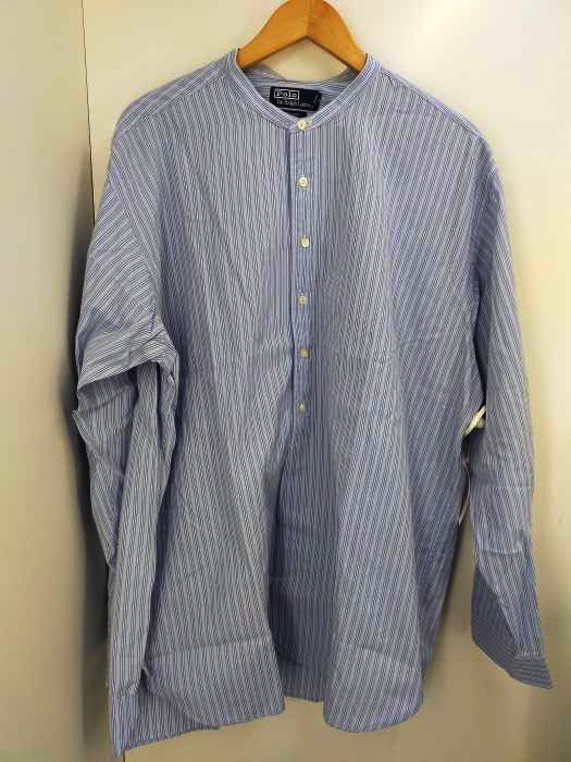 ポロバイラルフローレン Polo by RALPH LAUREN ストライプ ノーカラーシャツ メンズ JPN：XL