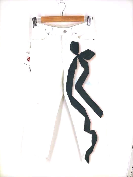 ドリスヴァンノッテン DRIES VAN NOTEN 20SS ブラックリボン ホワイトデニムパンツ レディース US：28-29