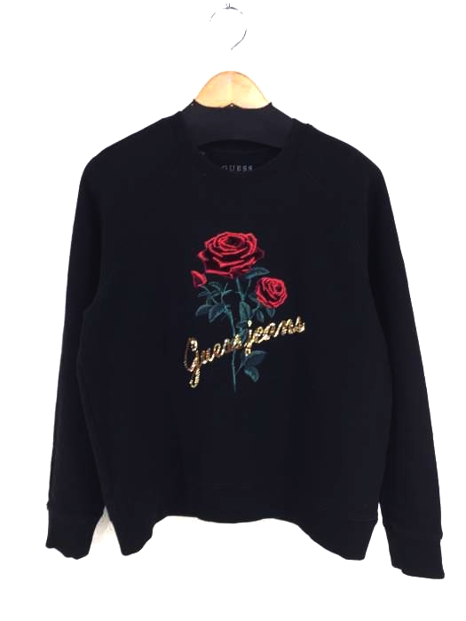 GUESS(ゲス) スパンコール装飾バラ刺繍スウェット レディース JPN：XS