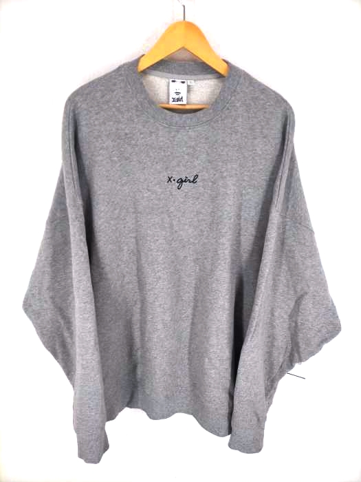 X-girl(エックスガール) CURSIVE LOGO OVERSIZED SWEAT TOP レディース ONE SIZE