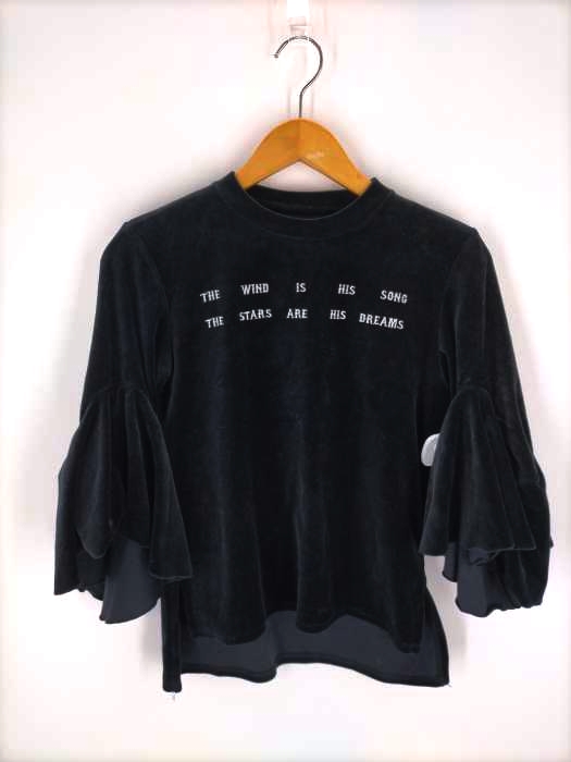 FACETASM(ファセッタズム)  メッセージ刺繍 フレアスリーブ ベロア レディース  1