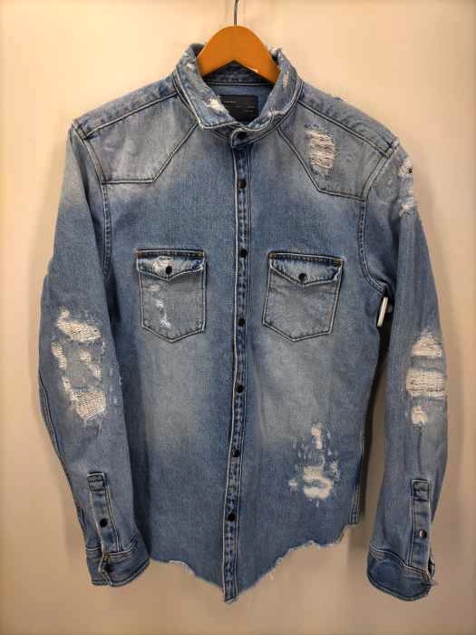ZARA MAN(ザラマン) ダメージ加工 デニムシャツ メンズ  S