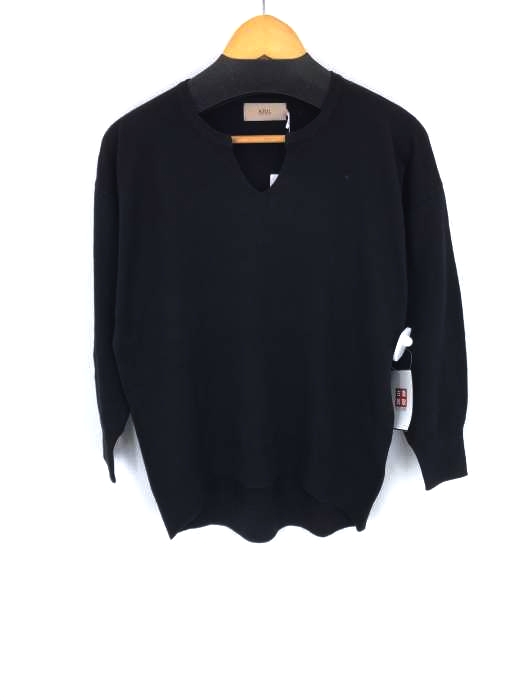 アズールバイマウジー AZUL by moussy キーネックドロップショルダーラウンドヘムニット レディース  S