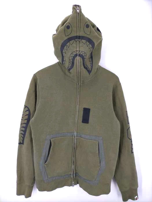 アベイシングエイプ A BATHING APE MILITARY SHARK FULL ZIP HOODIE メンズ JPN：L