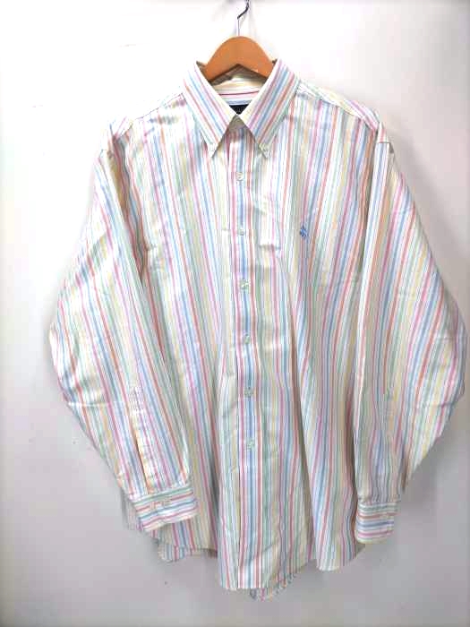 BROOKS BROTHERS(ブルックスブラザーズ) 刺繍ロゴ ストライプボタンダウンシャツ メンズ JPN：L