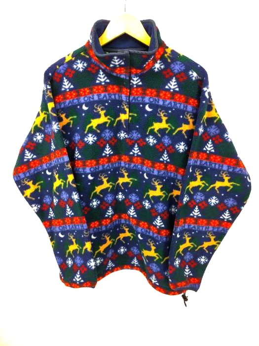 エルエルビーン L.L.Bean 80～90S ノルディック柄 ハーフスナップフリースジャケット メンズ 表記無