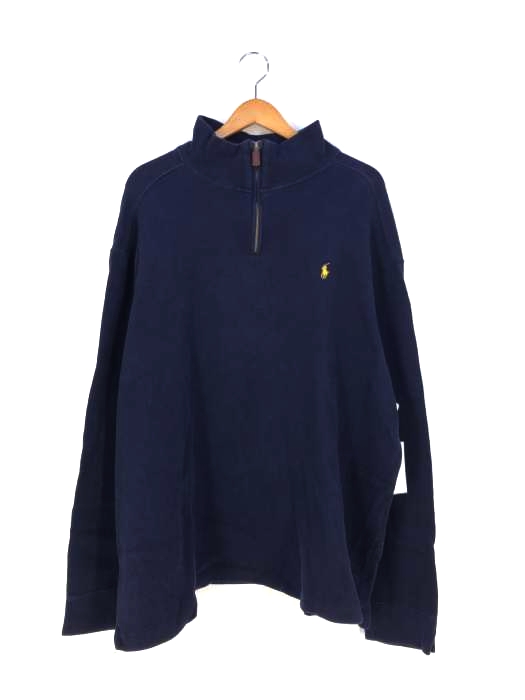 ポロバイラルフローレン Polo by RALPH LAUREN 90s フィリピン製 ポニー刺繍 ハーフジップコットンニット メンズ import：XXL