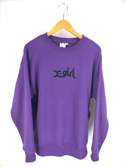 X-girl(エックスガール) THICK RUBBER MILLS LOGO CREW SWEAT TOP レディース JPN：L