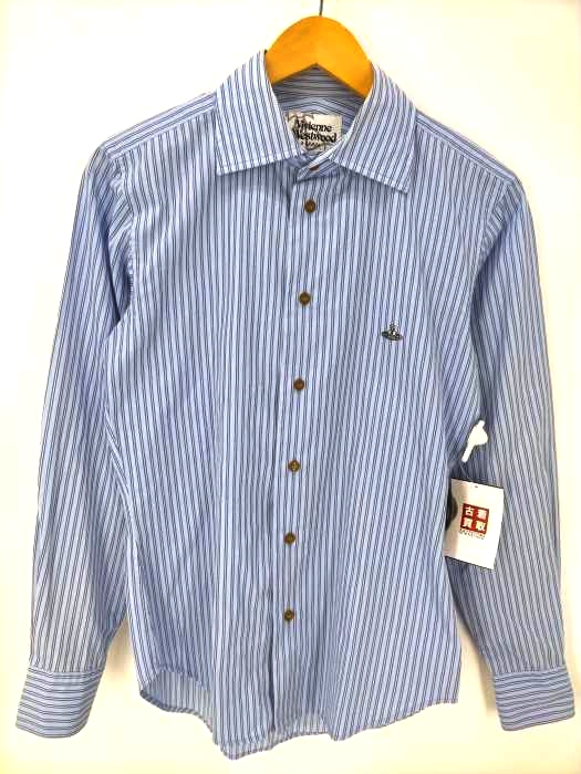 Vivienne Westwood MAN(ヴィヴィアンウエストウッドマン) オーブ刺しゅう ストライプシャツ メンズ UK：44