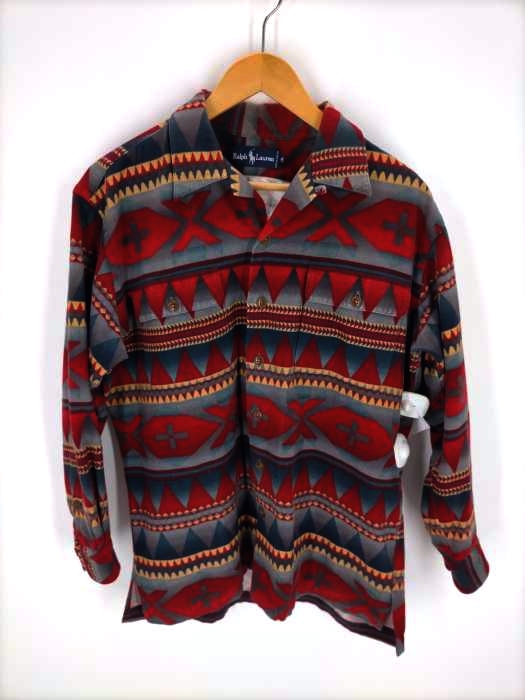 RALPH LAUREN(ラルフローレン) コットンフランネル ネイティブ柄ボックス開襟シャツ ループカラー メンズ JPN：M