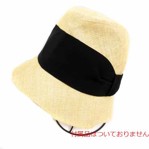 COEUR(クール) クールファム ペーパーハット 帽子 麦わら帽子 リボン F ベージュ 黒 ブラック /HZ34 レディース レディース  F
