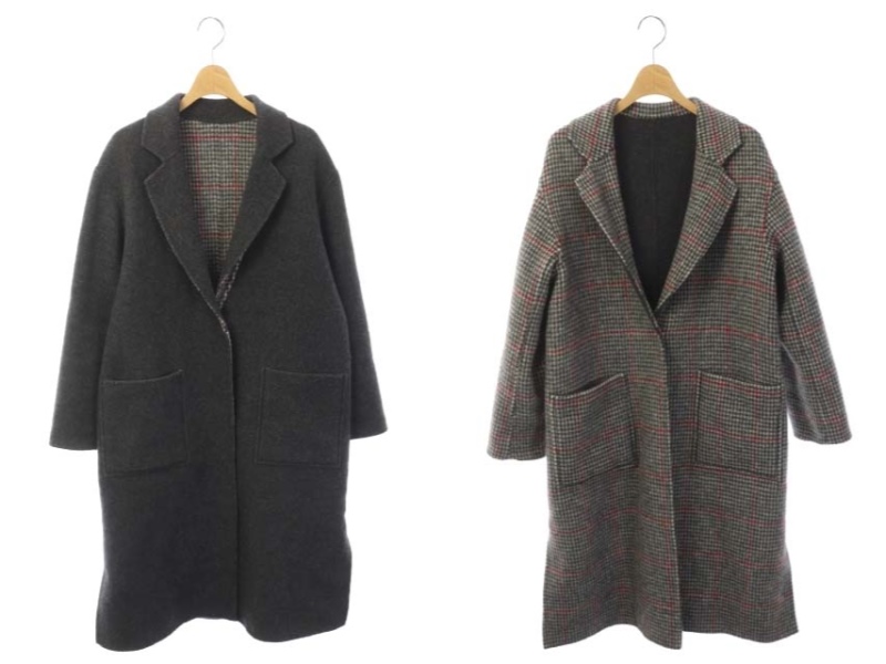 rose bud(ローズバッド) リバーシブル チェスターコート ロング アウター ウール混 F 赤 グレー レッド /MF レディース  F