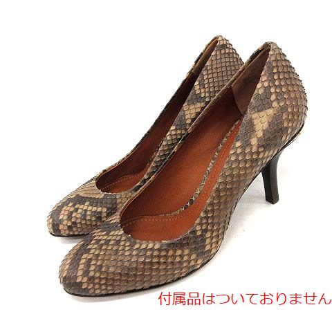 USED古着(ユーズドフルギ) {{MUGNAI}} 13AW パンプス ハイヒール ピンヒール パイソン型押し レザー 36 23.0cm ベージュ 茶 /KH ■BR レディース レディース  36（約23.0cm）