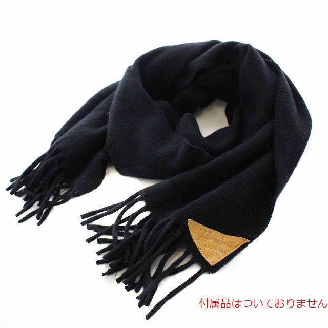 Faliero Sarti(ファリエロサルティ) マフラー ストール レザーパッチ カシミヤ イタリア製 黒 ブラック /BM15 レディース  記載なし