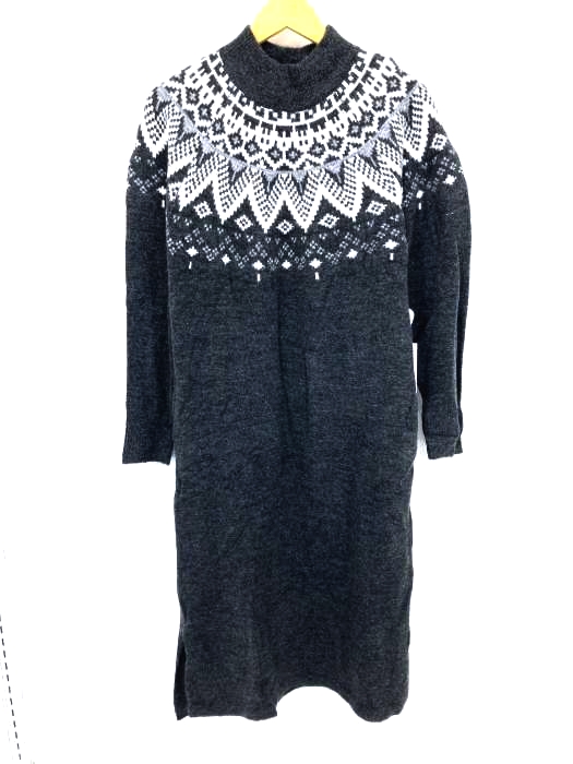 AZUL by moussy(アズールバイマウジー) 求心柄ニットワンピース レディース  M
