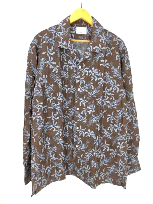 FAIRFAX(フェアファックス) リネン 花柄 ロングスリーブ アロハシャツ メンズ  LL