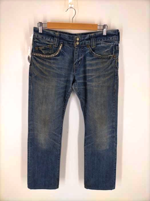 HYSTERIC GLAMOUR(ヒステリックグラマー) USED加工スタッズデザインストレートデニムパンツ メンズ  32