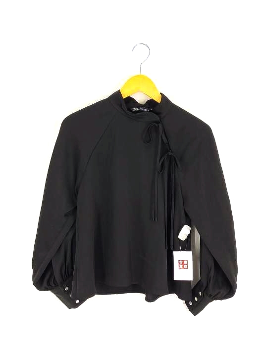 ザラ ZARA リボンディテール付きサテンブラウス レディース import：S