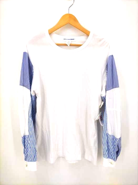 コムデギャルソンシャツ COMME des GARCONS SHIRT 20SS ストライプパッチワークドッキングL/S Tシャツ メンズ JPN：L