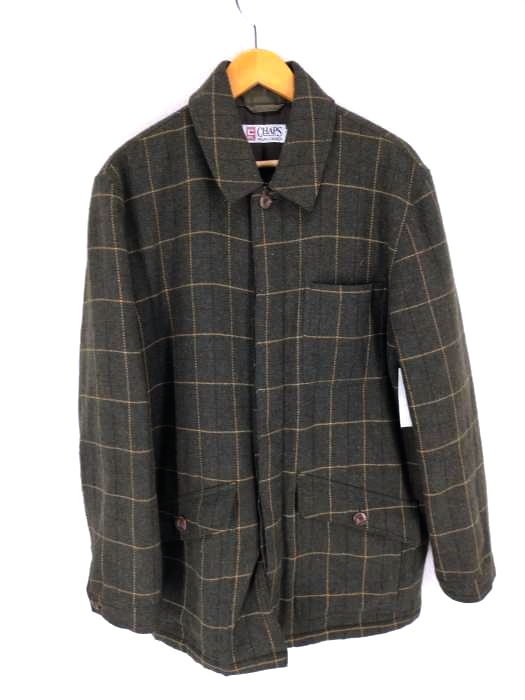 チャップスラルフローレン CHAPS RALPH LAUREN ウィンドーペーンチェックウール比翼ハーフコート メンズ JPN：L