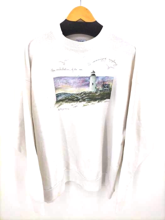 ユーズドフルギ USED古着 {{VOLINGEAR}} USA製 コピーライト付き フロントプリントクルーネックスウェット メンズ import：XXL