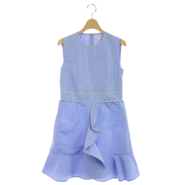 RED VALENTINO(レッドヴァレンティノ) レッド ヴァレンティノ RED VALENTINO フリルノースリーブワンピース ドレス ミニ 台形 フリル 40 水色 ライトブルー /ES ■OS レディース レディース  40（日本サイズL相当）