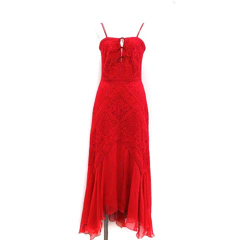 TADISHI SHOJI(タダシショージ) ワンピース ドレス キャミソール MYRIAM DRESS ロング シフォン 刺繍 リボン 4 XL 赤 レッド AVS17020MD /KH レディース レディース  4（XL）