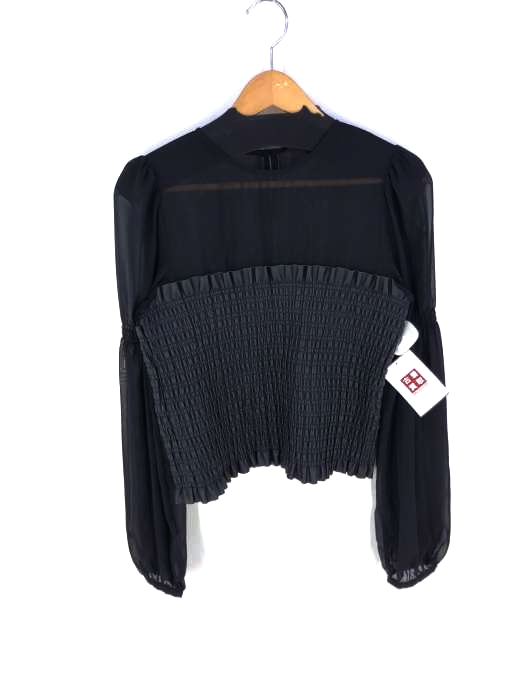 ZARA(ザラ) フェイクレザー切替シースルーブラウス レディース  M
