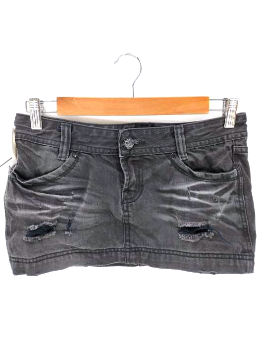 USED古着(ユーズドフルギ) info jeans Y2K ダメージミニスカート ブラックデニム レディース JPN：M