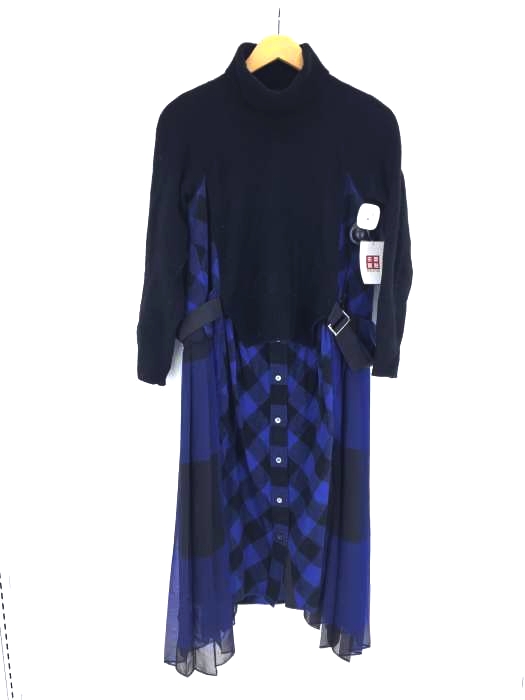 Sacai(サカイ) タートルネックニットプリーツシャツドッキングワンピース レディース JPN：1