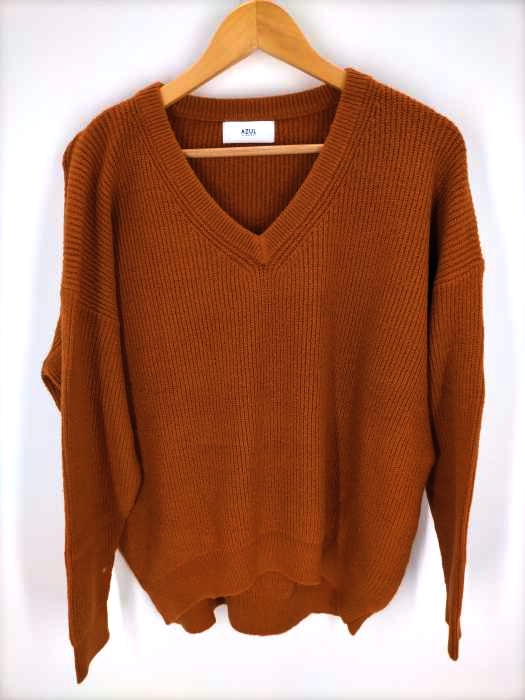 AZUL by moussy(アズールバイマウジー) V NECK LOOSE KNIT TOPS レディース  S
