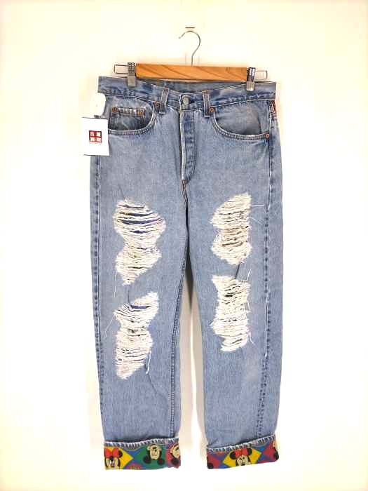 ユーズドフルギ USED古着 キャラクターパッチワークデニムパンツ レディース  W32