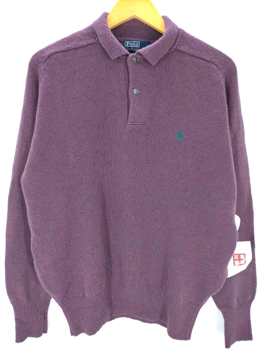 ポロバイラルフローレン Polo by RALPH LAUREN ポニー刺しゅう LAMBSWOOL ポロニット メンズ import：L
