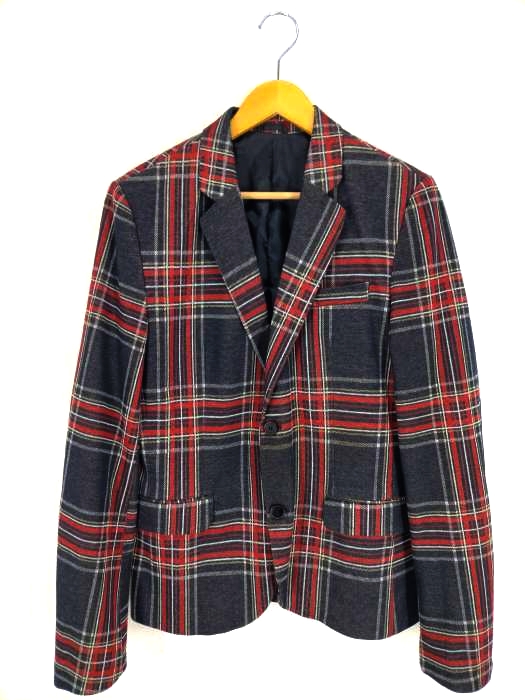 ザラマン ZARA MAN エルボーパッチチェック柄テーラードジャケット メンズ JPN：M