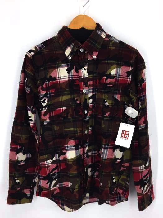 SOPHNET.(ソフネット) CAMOUFLAGE OVER PRINT FLANNEL B.D SHIRT メンズ JPN:M