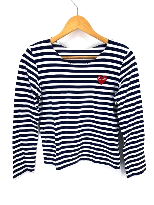 PLAY COMME des GARCONS(プレイコムデギャルソン) ロゴ ボーダー ロングスリーブTシャツ レディース 表記無