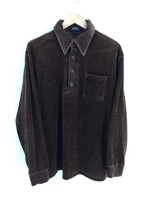 USED古着(ユーズドフルギ) 70S- ベロア長袖ポロシャツ メンズ JPN：XL
