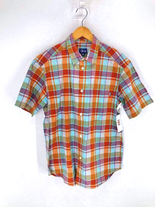 Stussy(ステューシー) 90-00s 紺タグ USA製 マドラスチェック半袖シャツ メンズ  M