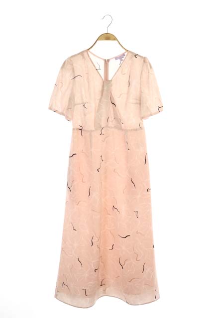 TOCCA(トッカ) 20AW LAVENDER Ethical Satin Print Dress ワンピース 半袖 台形 ロング 総柄 Vネック 0 ピンク /AA ■OS レディース  0（日本サイズS相当）
