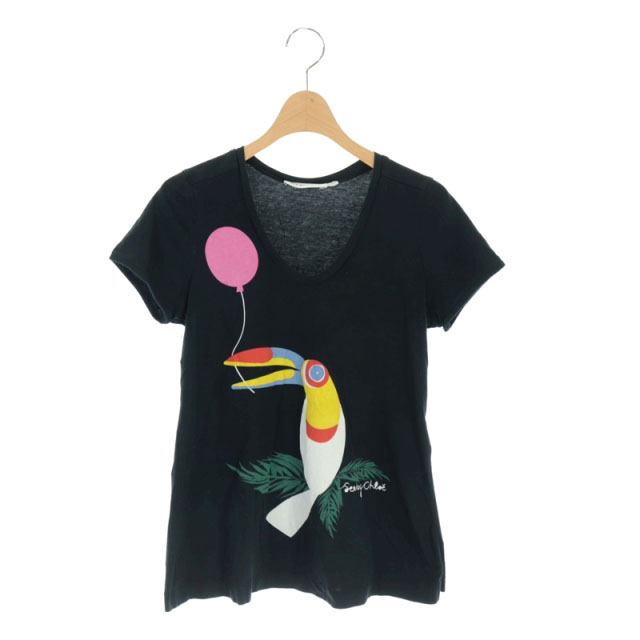 SEE BY CHLOE(シーバイクロエ) Tシャツ 半袖 プリントI38 黒 ブラック /MF ■EC レディース  I38（日本サイズ相当S）